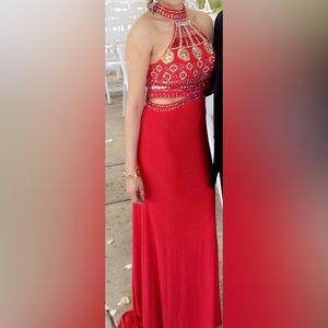 Gorgeous red evening gown/prom dress in like new condition